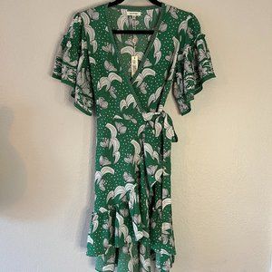 Max Studio Wrap Dress Green Floral